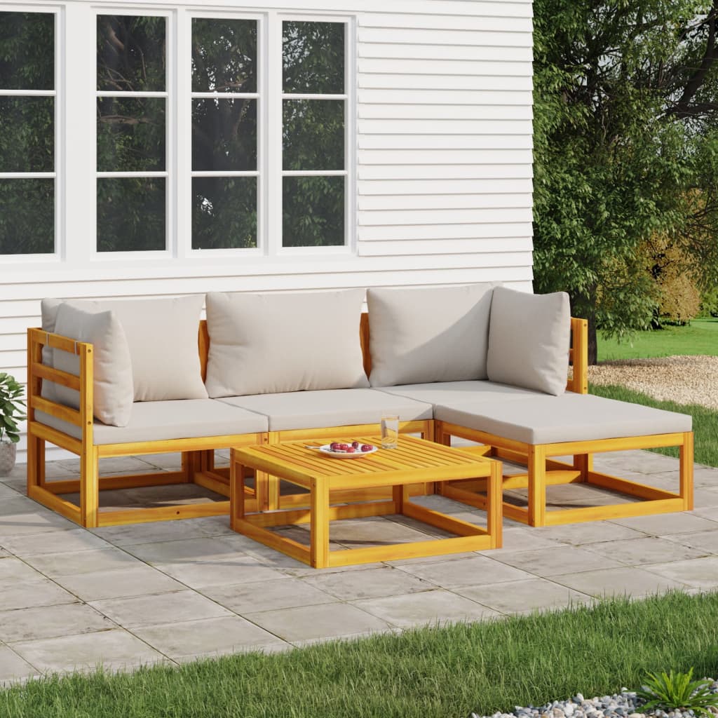 Set Mobilier De Grădină Cu Perne 12 Piese, Lemn Masiv