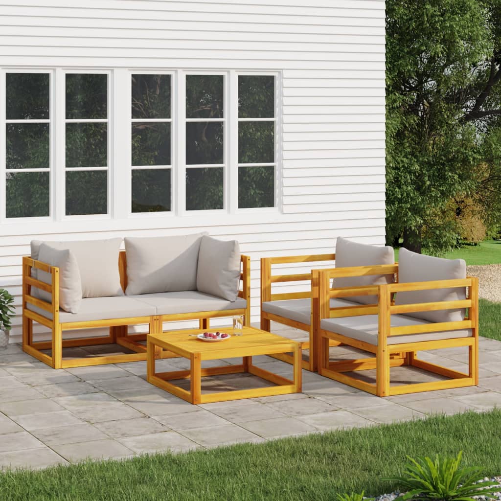 Set Mobilier De Grădină Cu Perne 12 Piese, Lemn Masiv