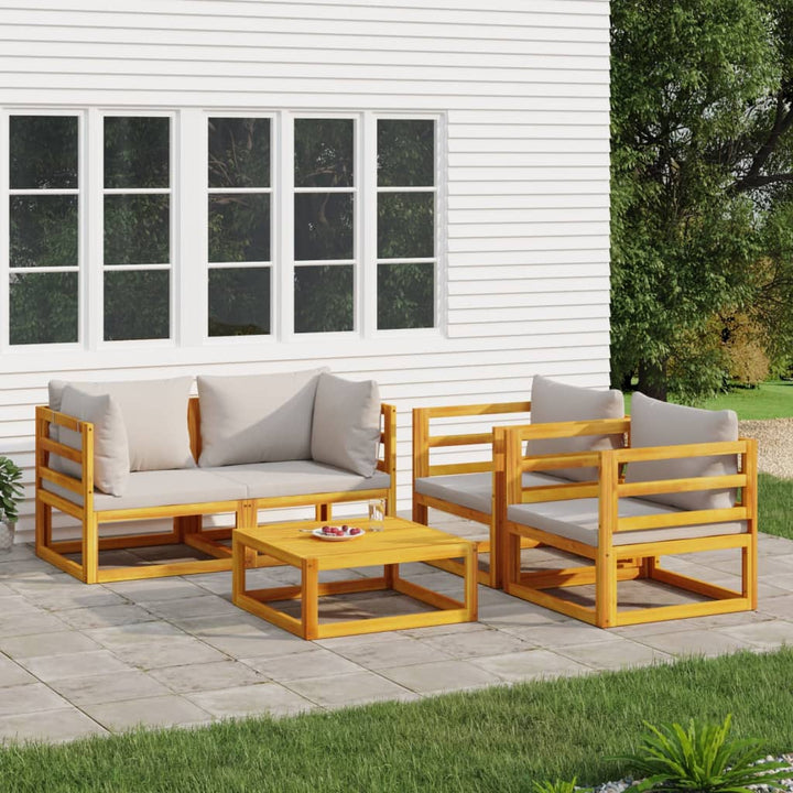 Set Mobilier De Grădină Cu Perne 12 Piese, Lemn Masiv