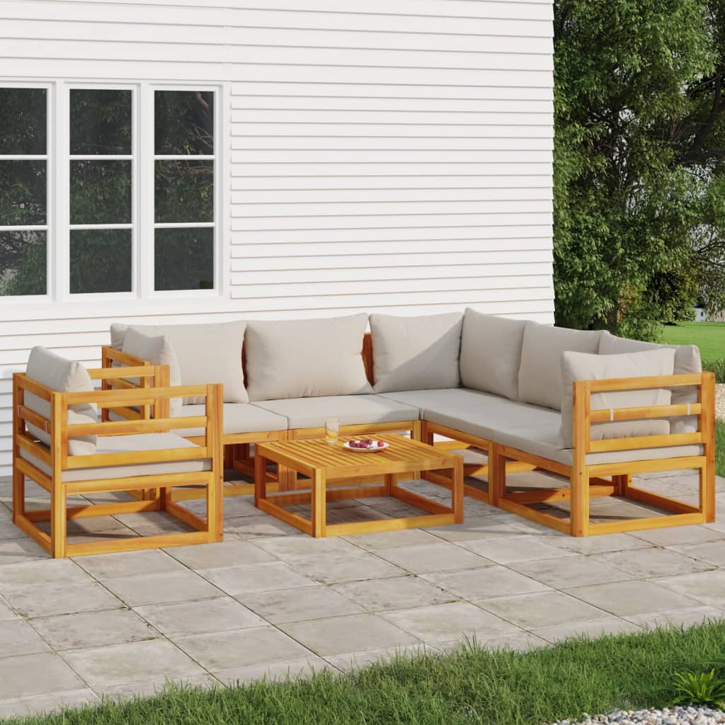 Set Mobilier De Grădină Cu Perne 12 Piese, Lemn Masiv