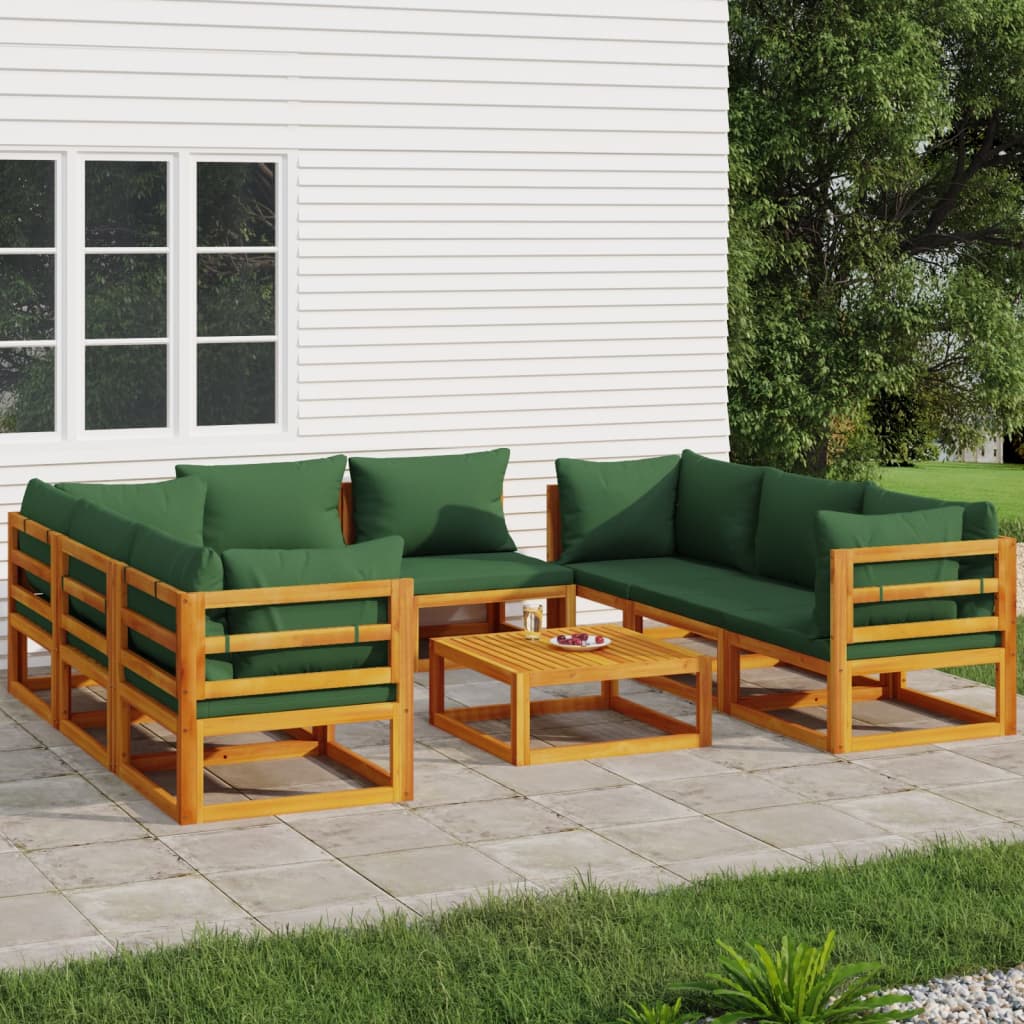 Set Mobilier De Grădină Cu Perne 12 Piese, Lemn Masiv