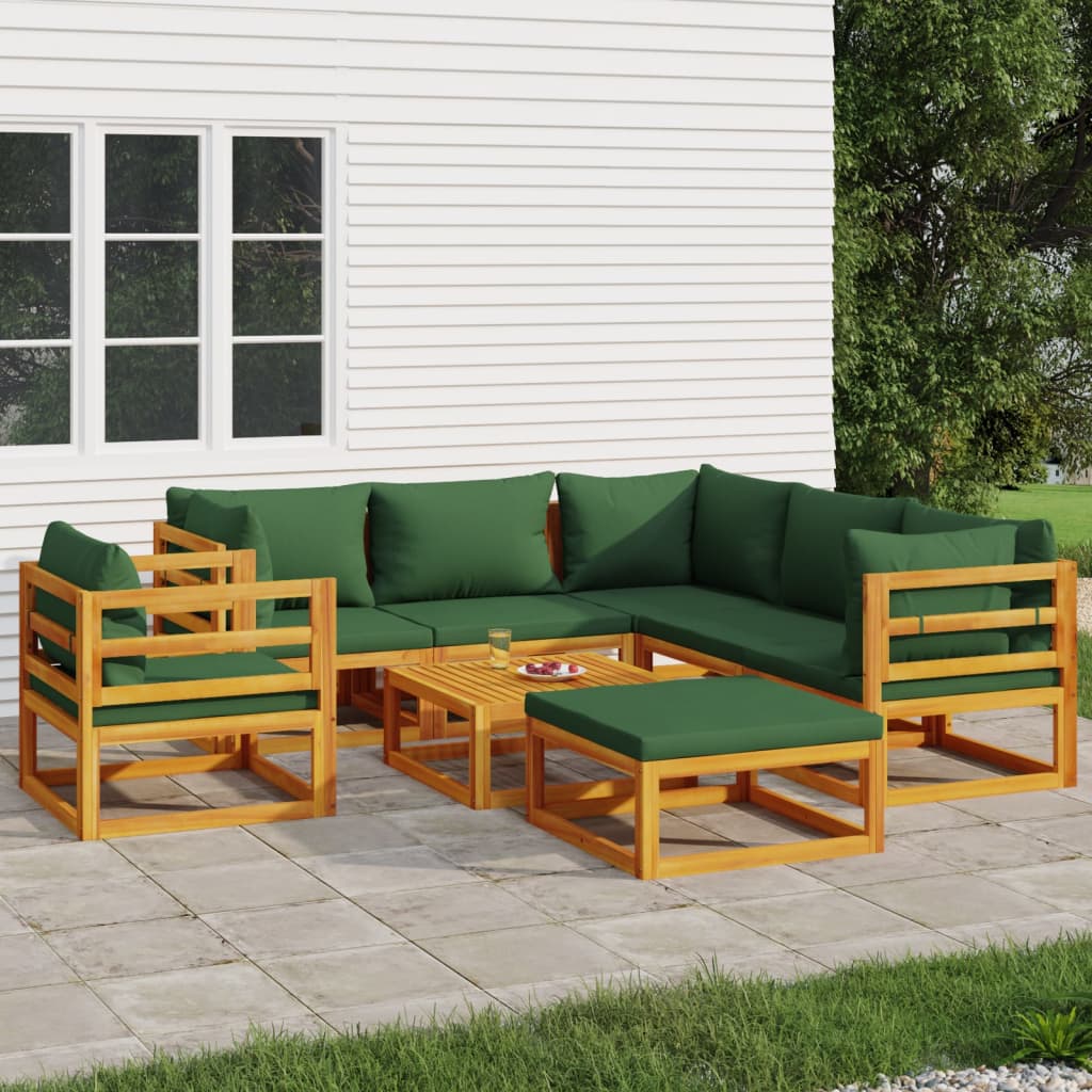 Set Mobilier De Grădină Cu Perne 12 Piese, Lemn Masiv