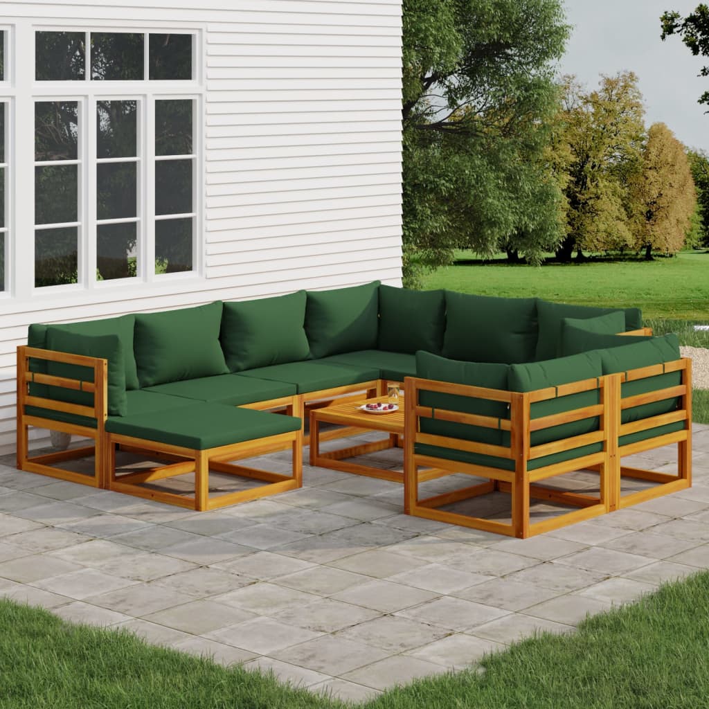 Set Mobilier De Grădină Cu Perne 12 Piese, Lemn Masiv