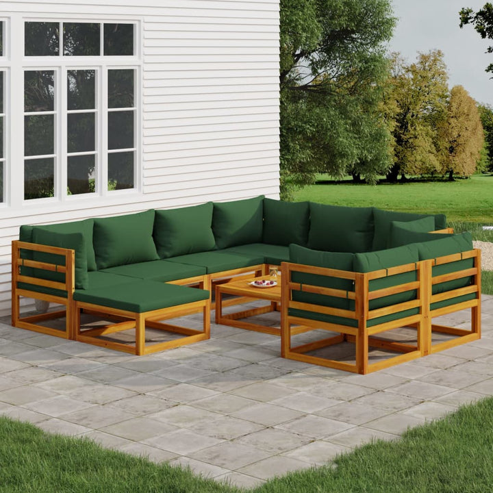 Set Mobilier De Grădină Cu Perne 12 Piese, Lemn Masiv