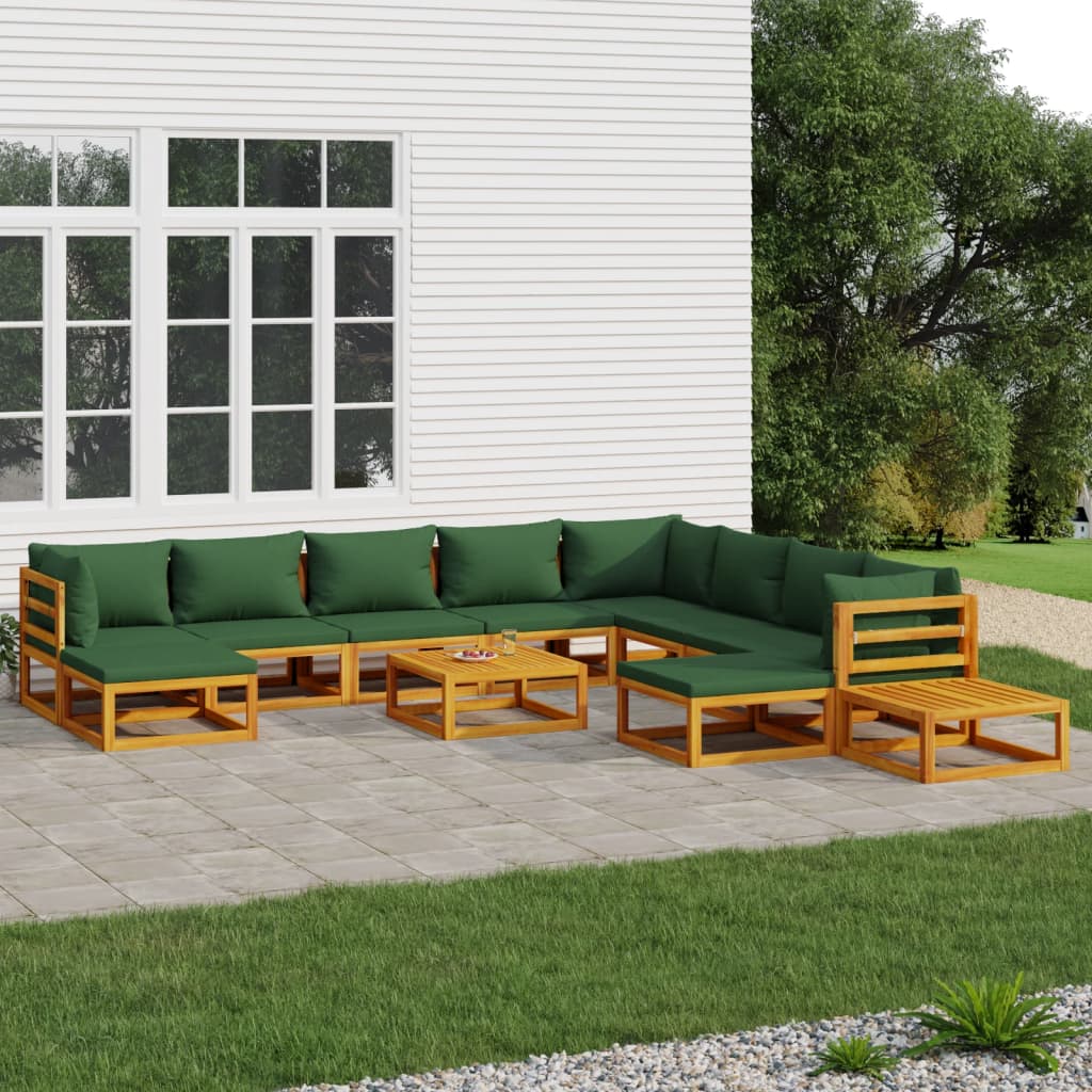 Set Mobilier De Grădină Cu Perne 12 Piese, Lemn Masiv
