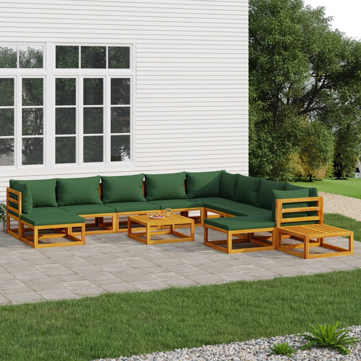 Set Mobilier De Grădină Cu Perne 12 Piese, Lemn Masiv