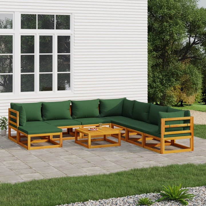 Set Mobilier De Grădină Cu Perne 12 Piese, Lemn Masiv