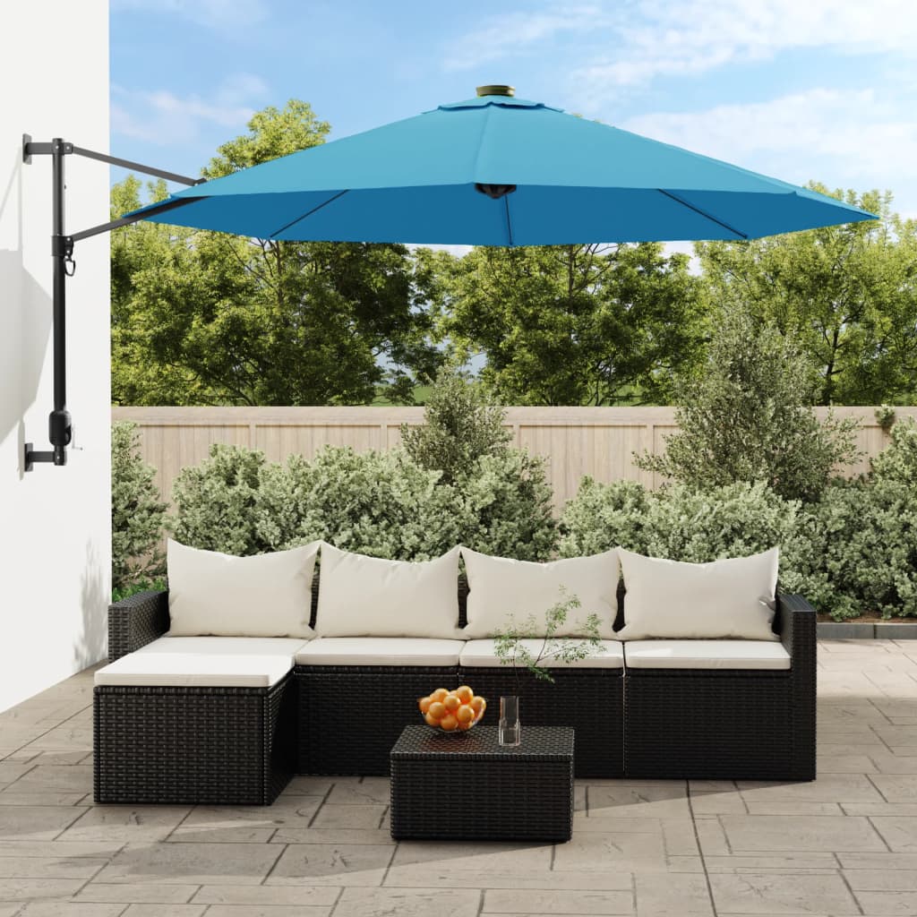 Umbrelă De Soare Montată Pe Perete Cu Led-Uri Aprins 290Cm