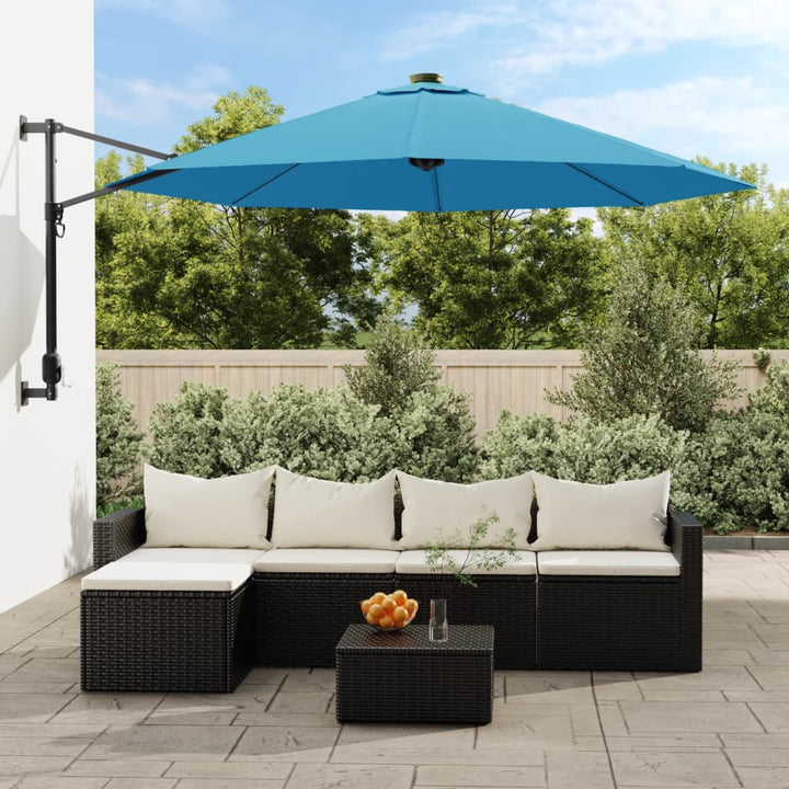 Umbrelă De Soare Montată Pe Perete Cu Led-Uri Aprins 290Cm