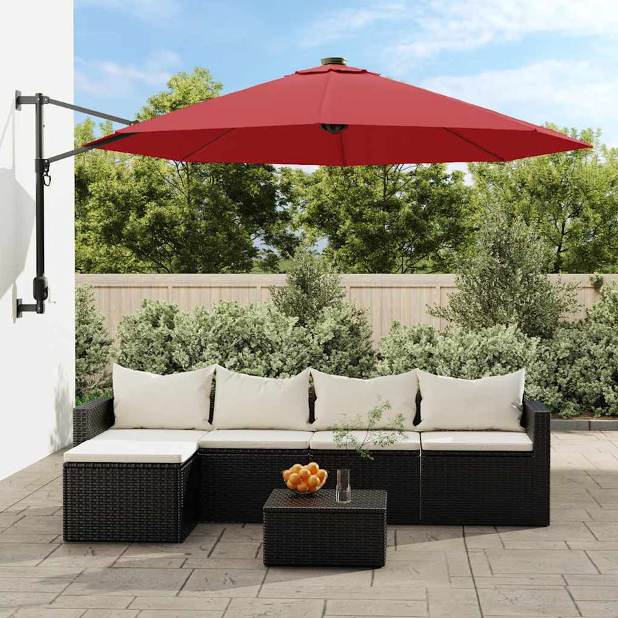 Umbrelă De Soare Montată Pe Perete Cu Led-Uri Aprins 290Cm