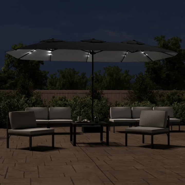 Umbrelă De Grădină Cu Două Capete/Led-Uri, , 449X245 Cm