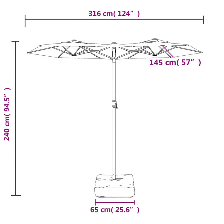 Umbrelă De Grădină Cu Două Capete, Taupe, 316X240 Cm