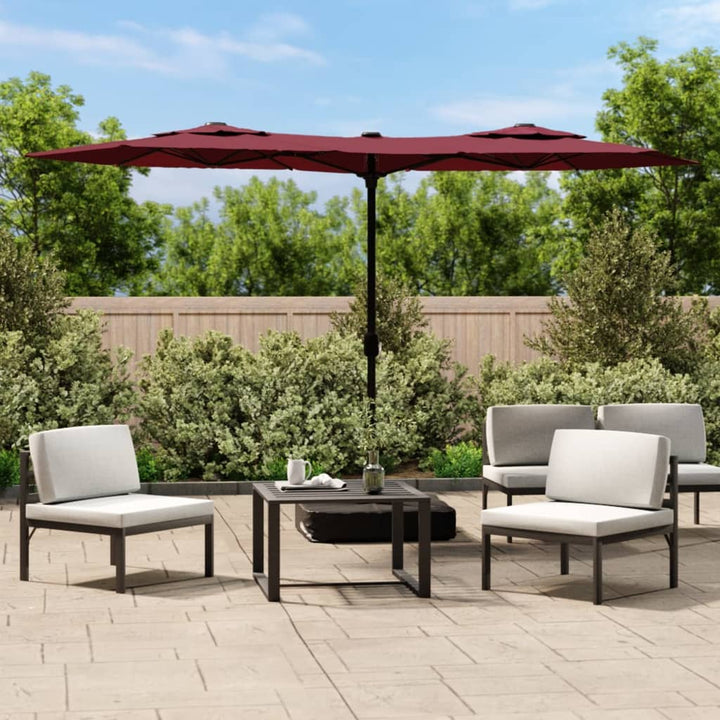 Umbrelă De Grădină Cu Două Capete/Led-Uri, Cărămiziu 316X240 Cm