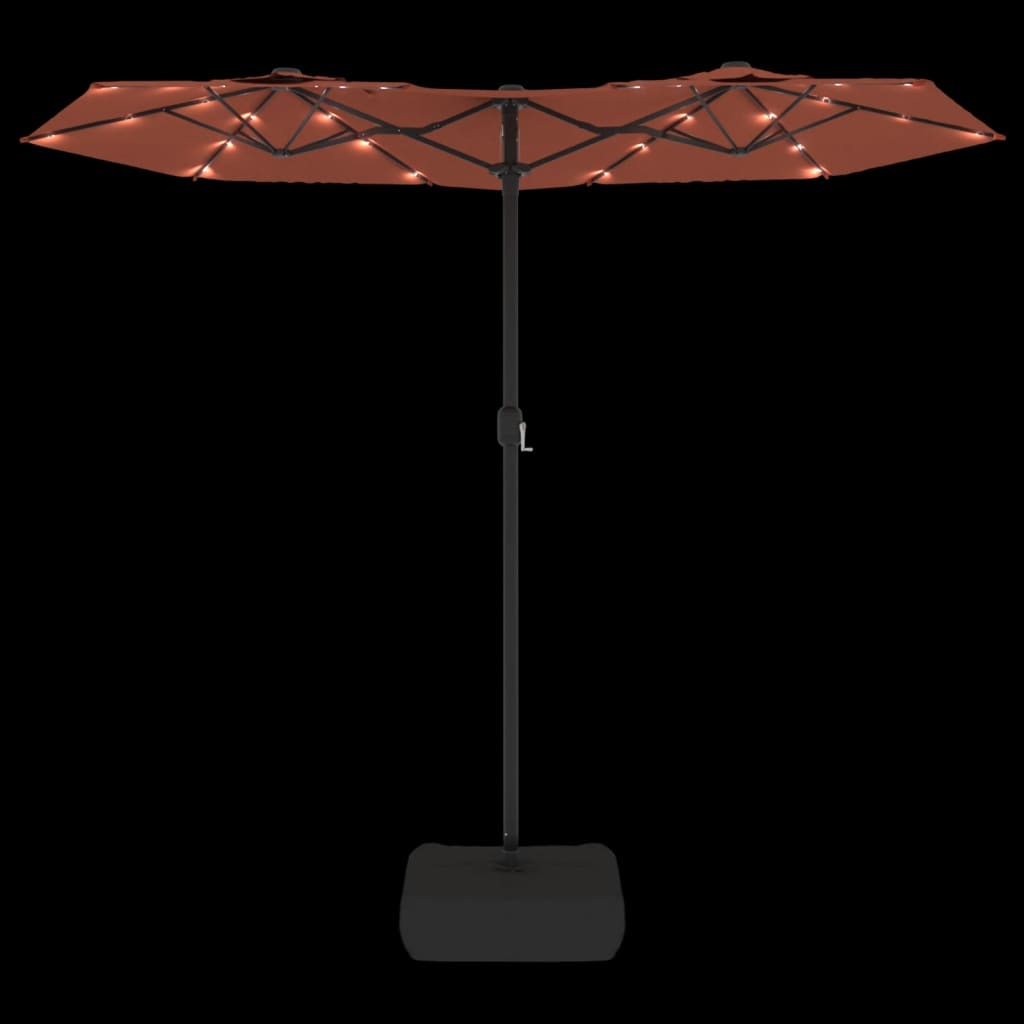 Umbrelă De Grădină Cu Două Capete/Led-Uri, Cărămiziu 316X240 Cm