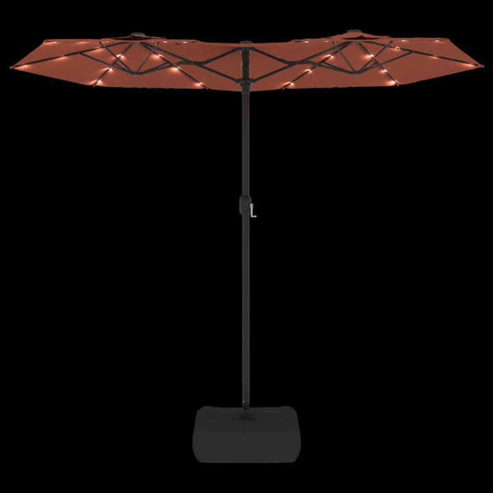 Umbrelă De Grădină Cu Două Capete/Led-Uri, Cărămiziu 316X240 Cm