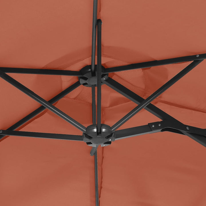 Umbrelă De Grădină Cu Două Capete/Led-Uri, Cărămiziu 316X240 Cm