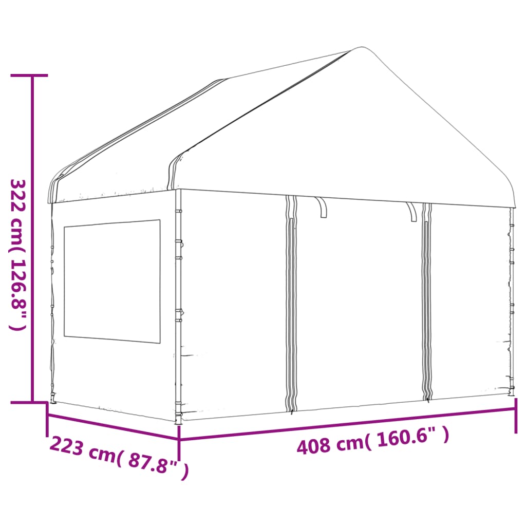 Foișor Cu Acoperiș, Alb, 11,15X4,08X3,22 M, Polietilenă