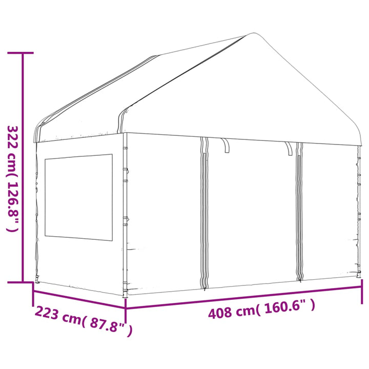 Foișor Cu Acoperiș, Alb, 11,15X4,08X3,22 M, Polietilenă