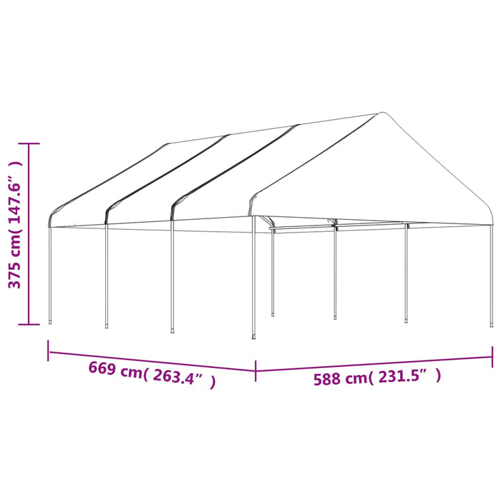 Foișor Cu Acoperiș, Alb, 6,69X5,88X3,75 M, Polietilenă
