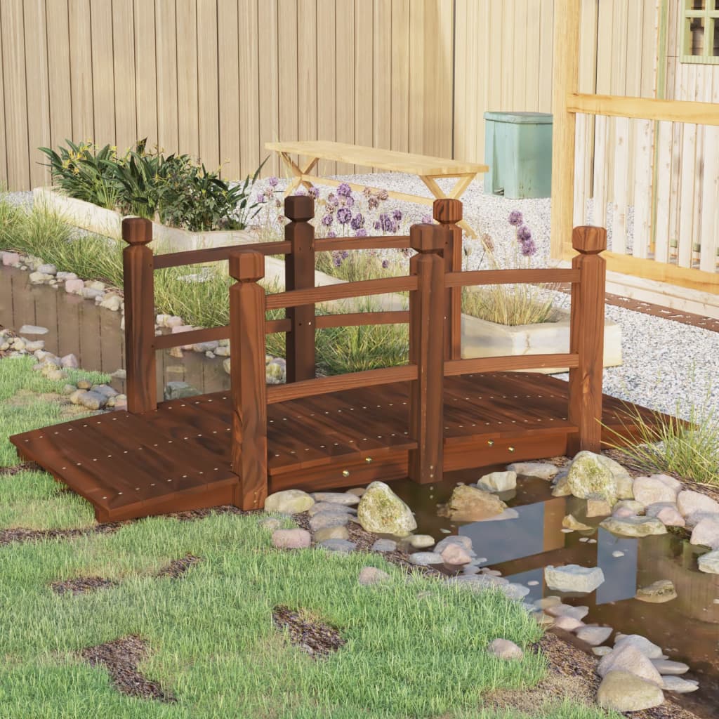 Pod De Grădină Cu Balustrade, 150X67X56 Cm, Lemn Masiv De Molid