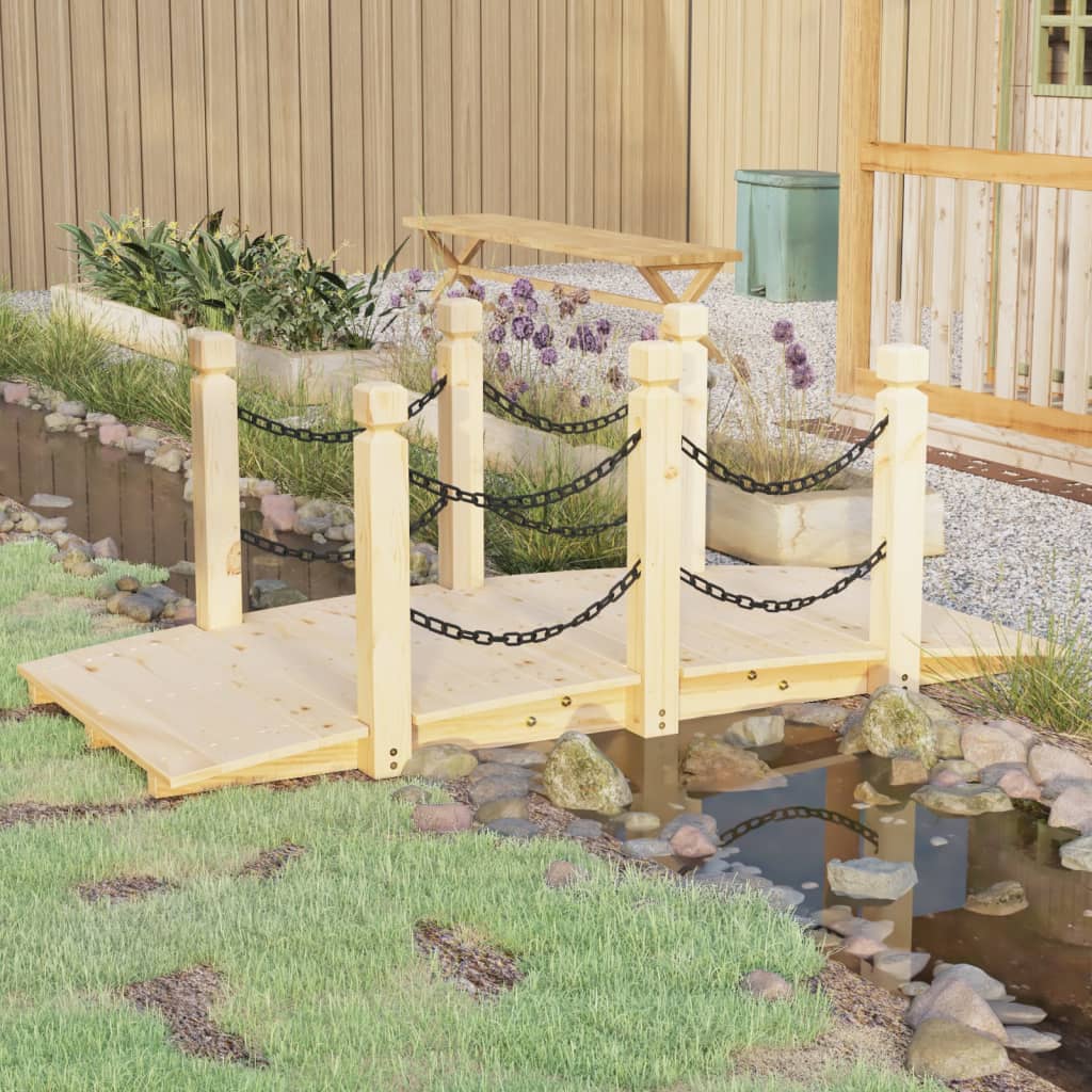 Pod De Grădină Cu Balustrade, 150X67X56 Cm, Lemn Masiv De Molid
