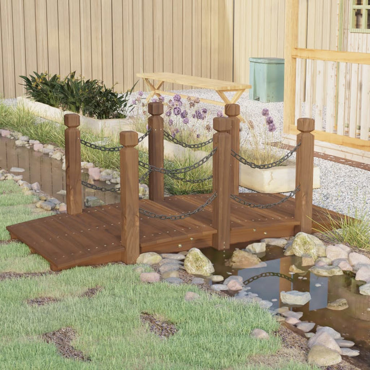 Pod De Grădină Cu Balustrade, 150X67X56 Cm, Lemn Masiv De Molid