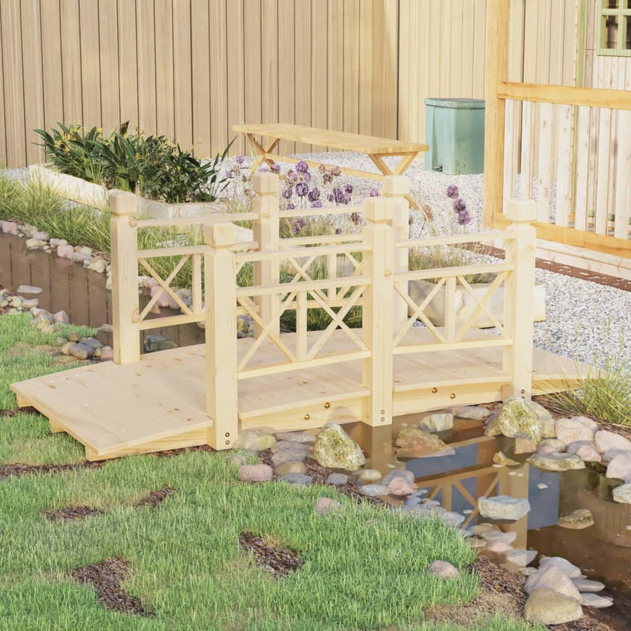 Pod De Grădină Cu Balustrade, 150X67X56 Cm, Lemn Masiv De Molid