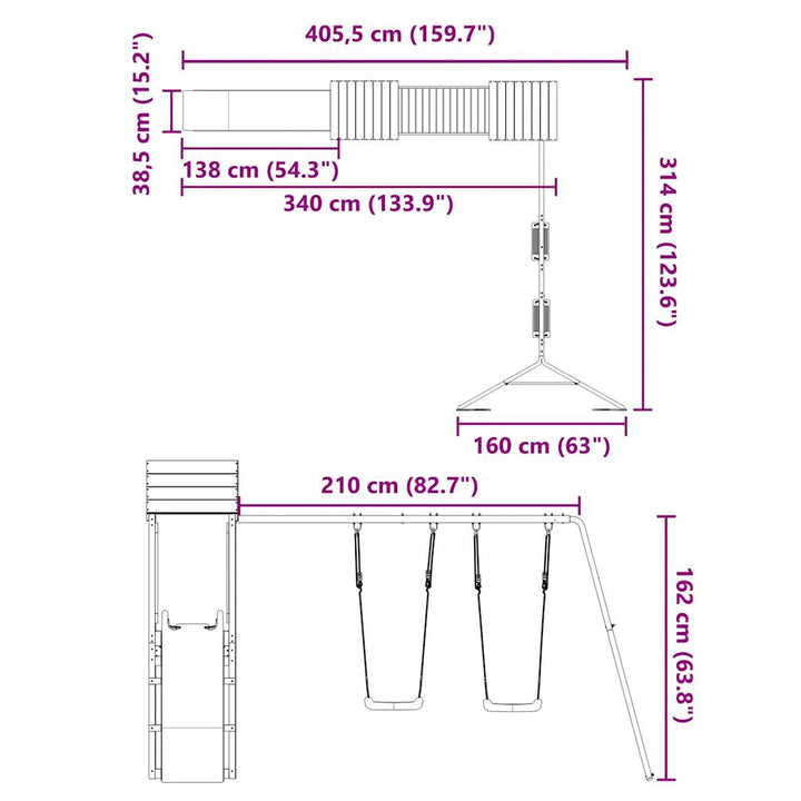 Set De Joacă Pentru Exterior, Lemn De Pin Impregnat