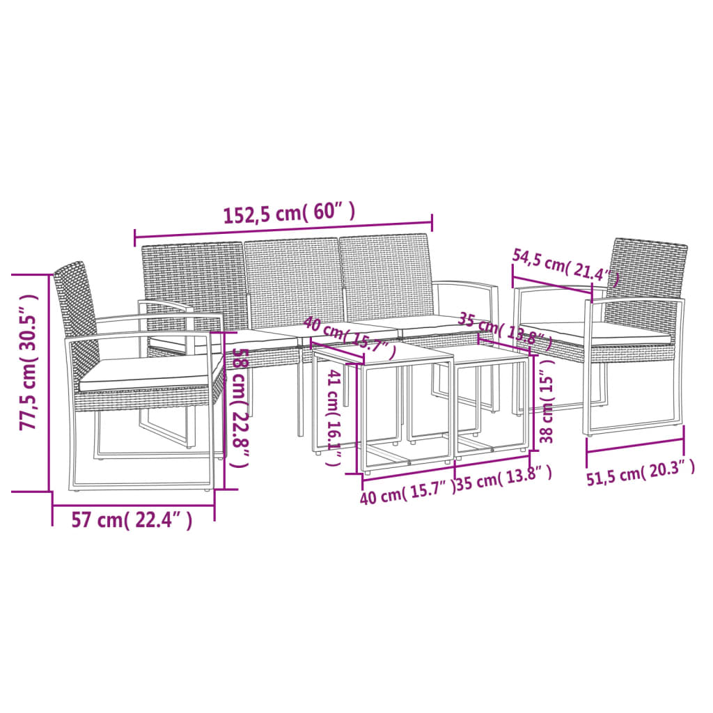 Set Mobilier De Grădină Cu Perne, 5 Piese, , Pp Ratan