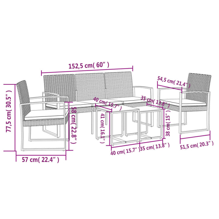 Set Mobilier De Grădină Cu Perne, 5 Piese, , Pp Ratan