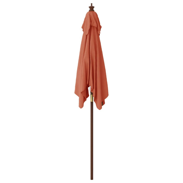 Umbrelă De Grădină Cu Stâlp Din Lemn, Cărămiziu, 198X198X231 Cm