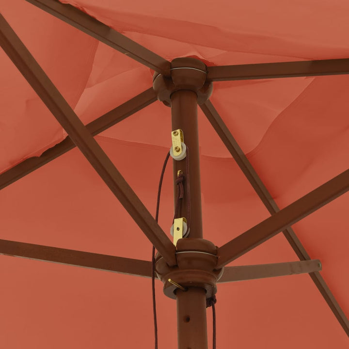 Umbrelă De Grădină Cu Stâlp Din Lemn, Cărămiziu, 198X198X231 Cm