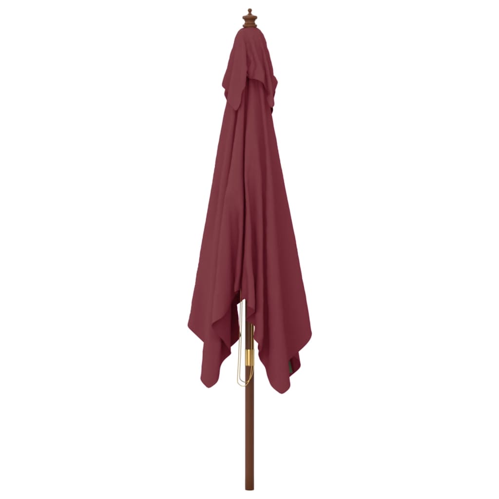 Umbrelă De Grădină Stâlp Din Lemn, Bordo, 300X300X273 Cm