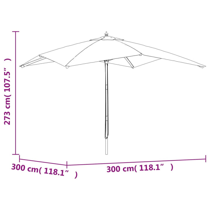 Umbrelă De Grădină Stâlp Din Lemn, Bordo, 300X300X273 Cm