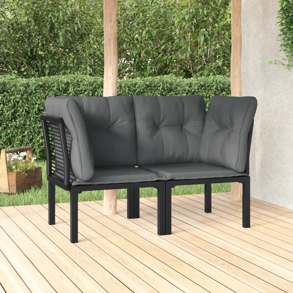 Set Mobilier De Grădină, 4 Piese, Negru Și Gri, Poliratan
