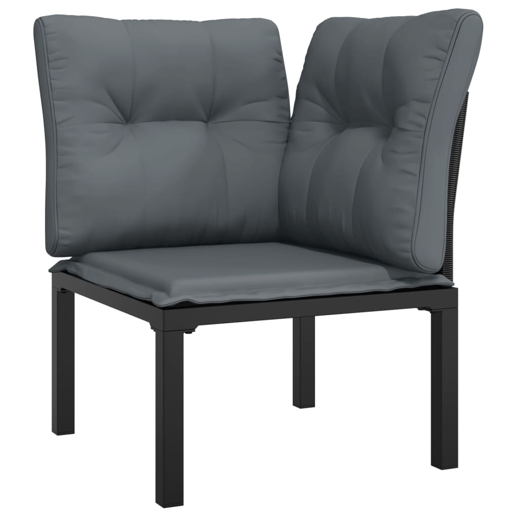 Set Mobilier De Grădină, 4 Piese, Negru Și Gri, Poliratan