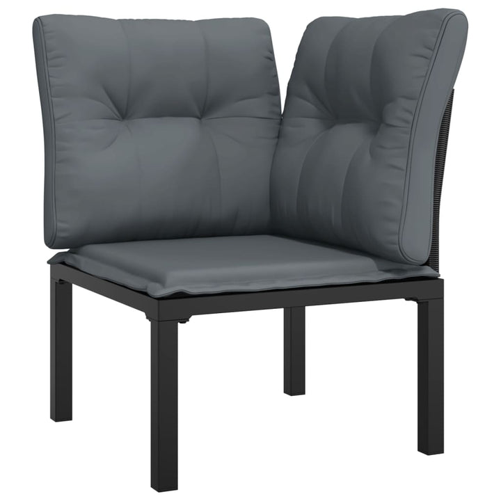 Set Mobilier De Grădină, 4 Piese, Negru Și Gri, Poliratan