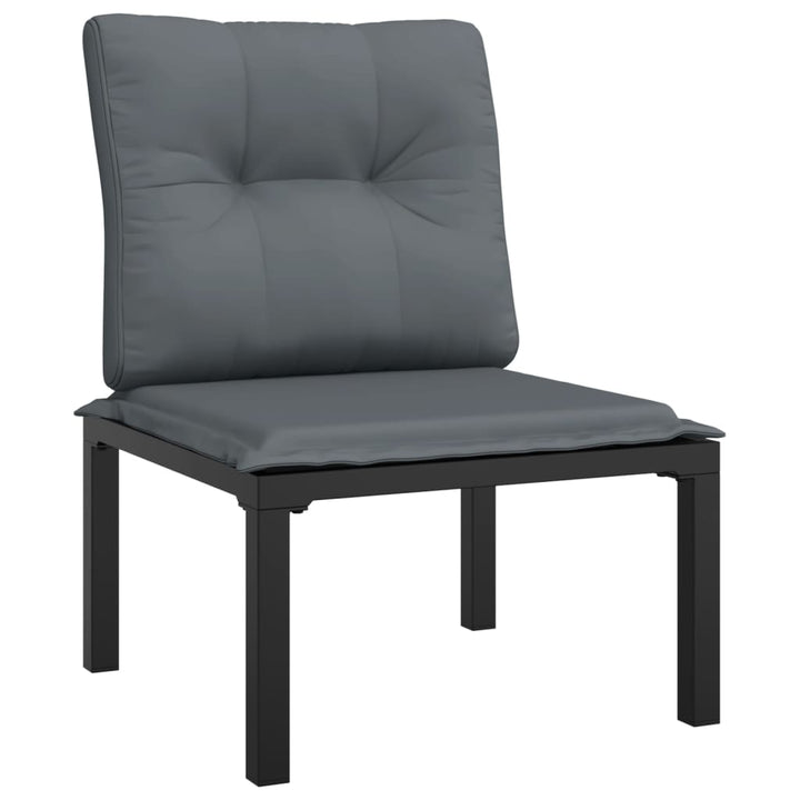 Set Mobilier De Grădină, 4 Piese, Negru Și Gri, Poliratan