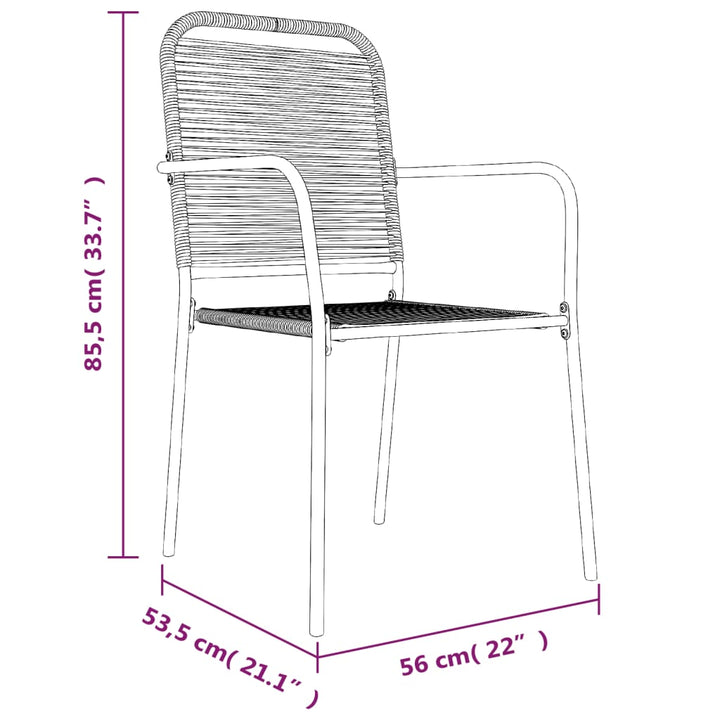 Set De Masă Grădină, 7 Piese, Frânghie Neagră Din Bumbac & Oțel