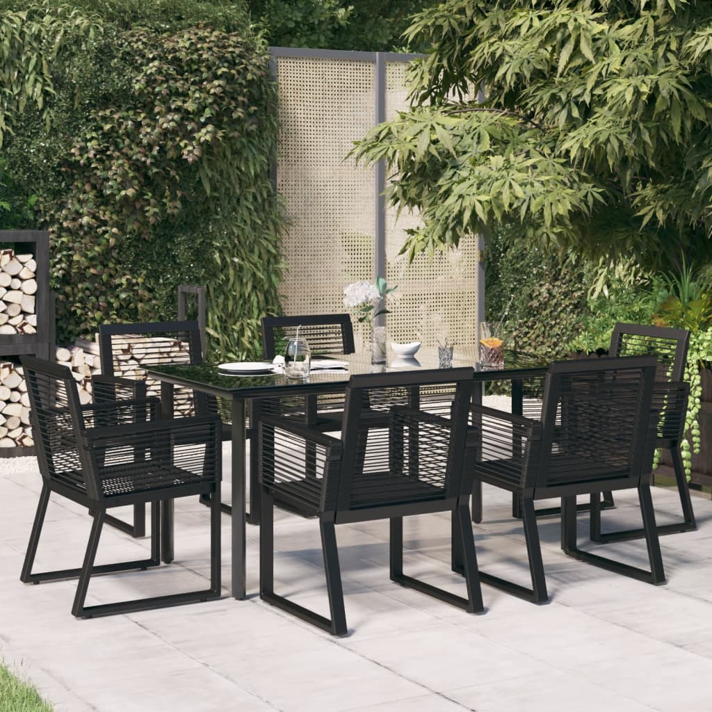 Set Mobilier De Grădină, 7 Piese, Negru