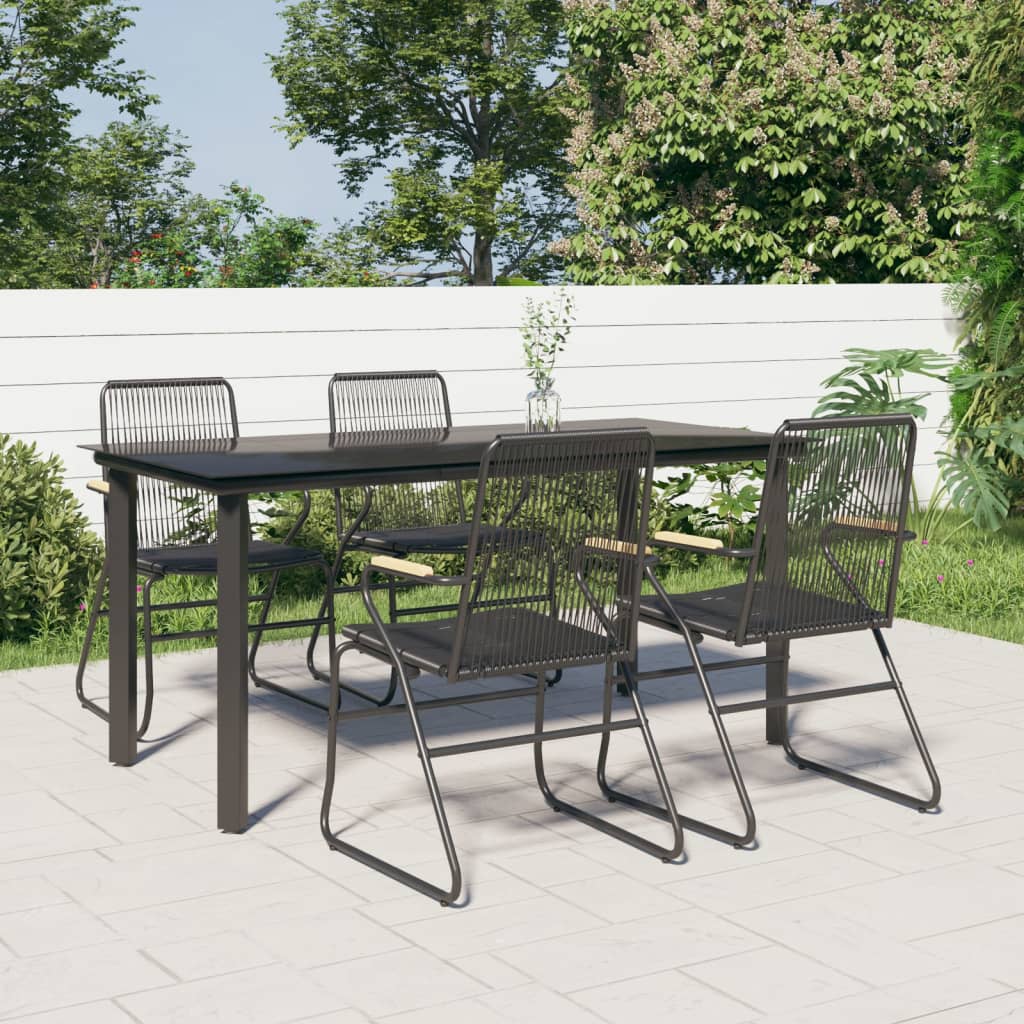 Set Mobilier De Grădină, 7 Piese, Negru, Ratan Pvc