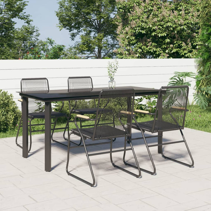 Set Mobilier De Grădină, 7 Piese, Negru, Ratan Pvc