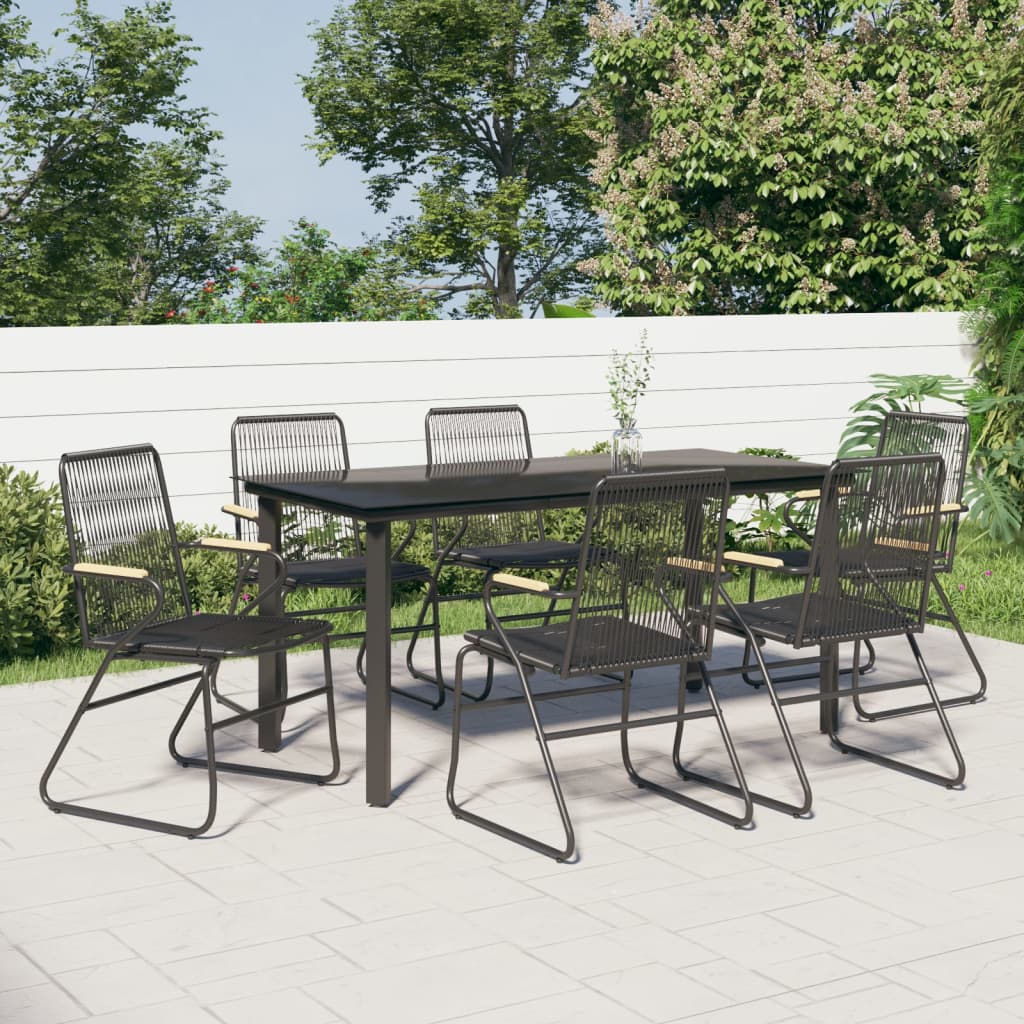 Set Mobilier De Grădină, 7 Piese, Negru, Ratan Pvc