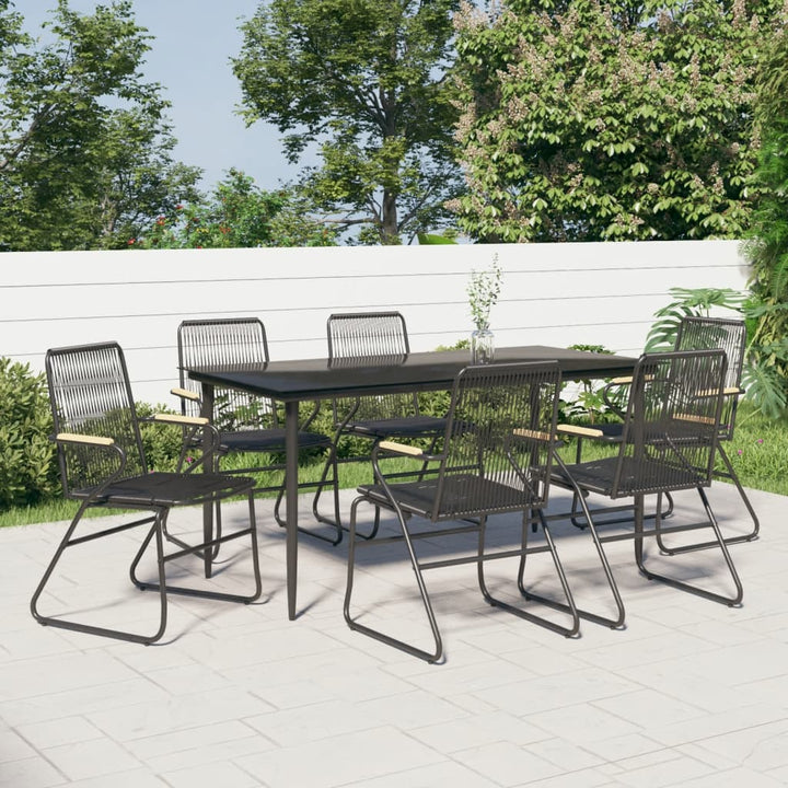 Set Cu Masă Pentru Grădină, 3 Piese, Pvc Negru, Ratan