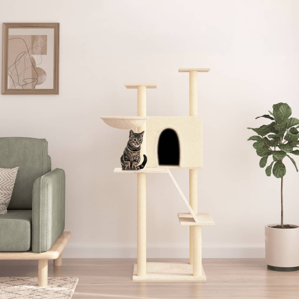 Ansamblu De Pisici Cu Stâlpi Din Funie De Sisal, , 143 Cm