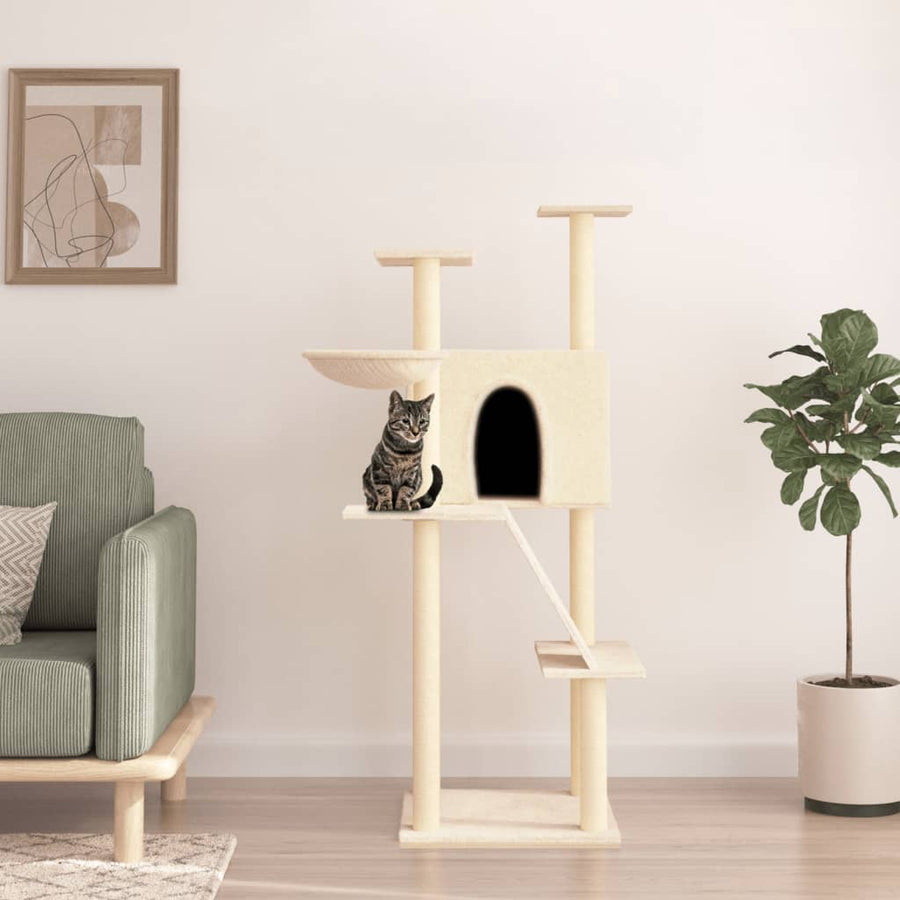 Ansamblu De Pisici Cu Stâlpi Din Funie De Sisal, , 143 Cm
