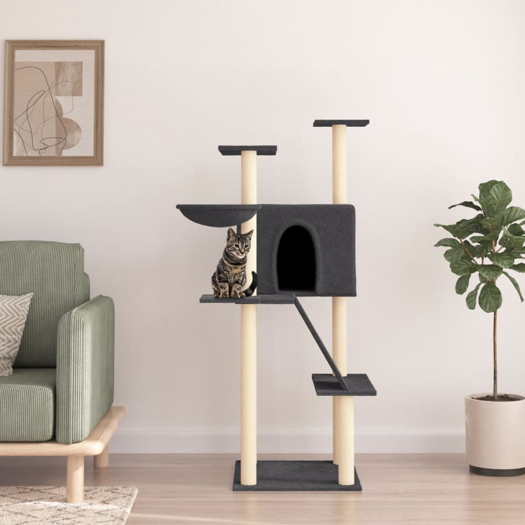 Ansamblu De Pisici Cu Stâlpi Din Funie De Sisal, , 143 Cm
