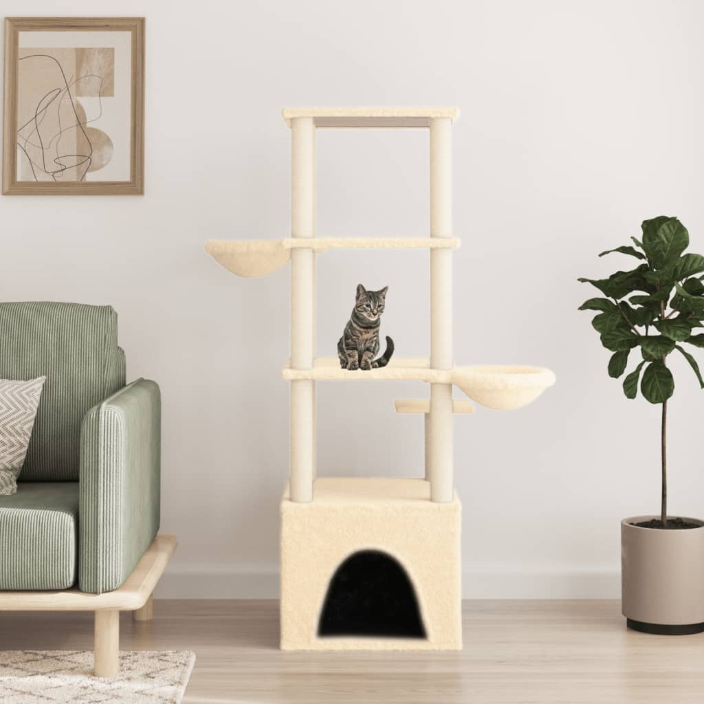 Ansamblu Pisici Cu Stâlpi Din Funie Sisal, , 147 Cm