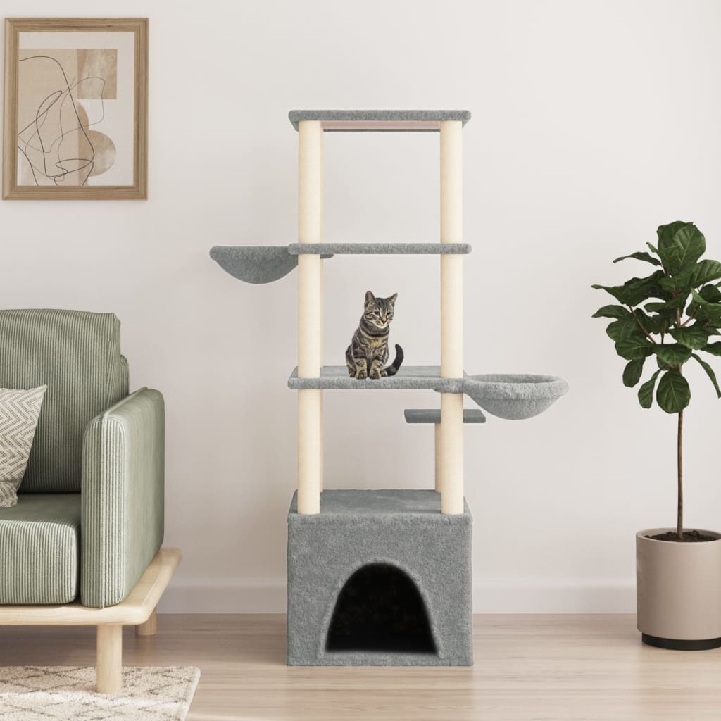 Ansamblu Pisici Cu Stâlpi Din Funie Sisal, , 147 Cm