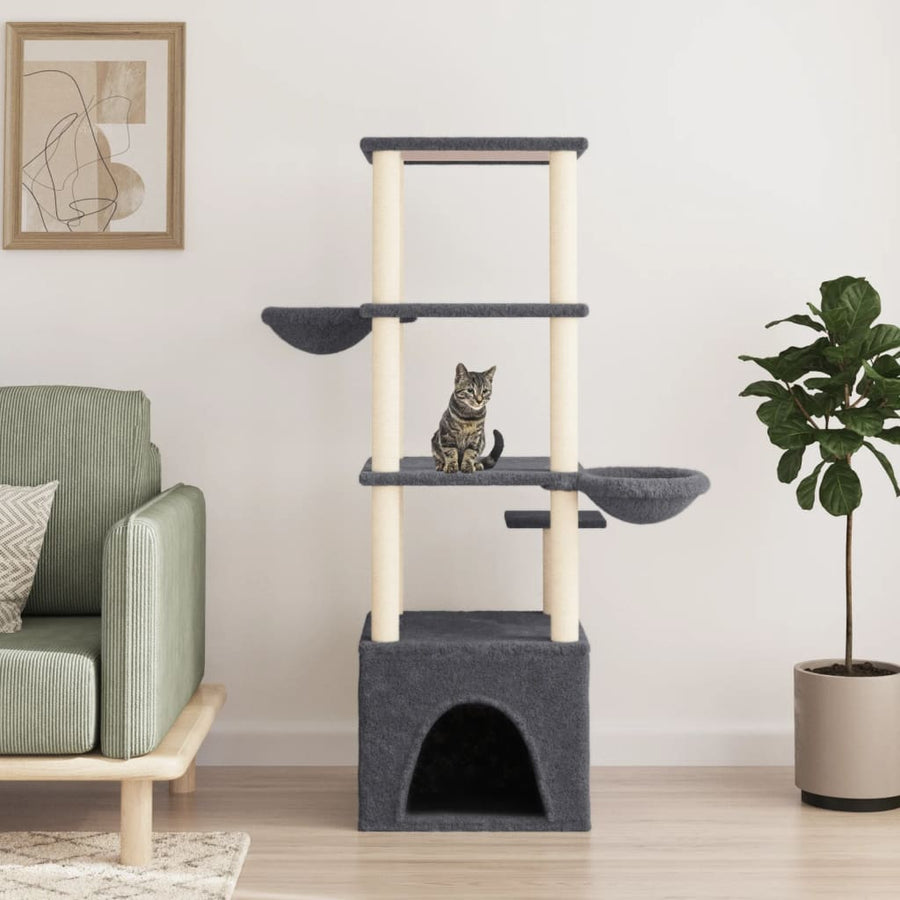 Ansamblu Pisici Cu Stâlpi Din Funie Sisal, , 147 Cm